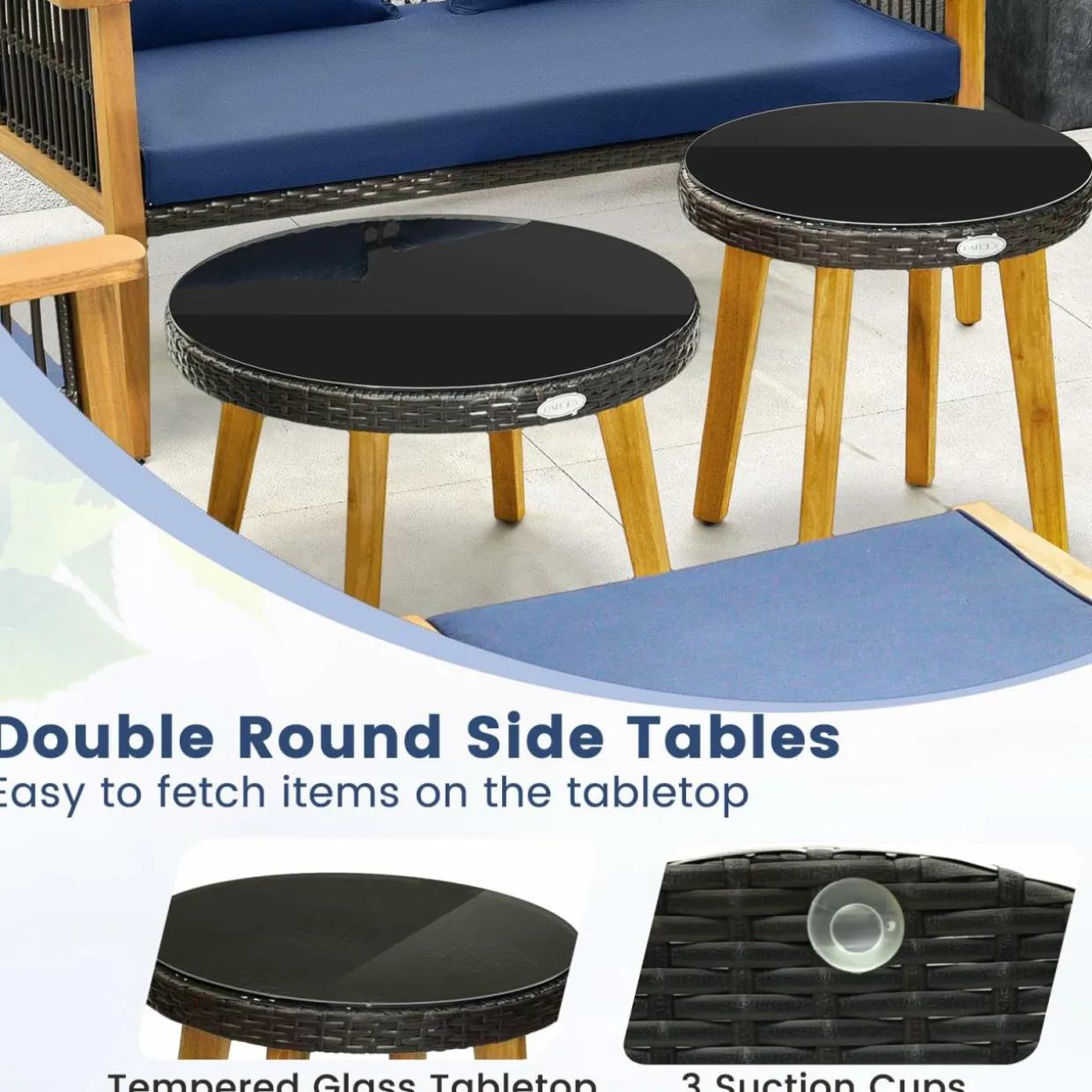 Tangkula 7 Piece Outdoor Conversation Set, Patiojoy Rattan Chair Set with 2 Coffee Tables & 2 Ottomans