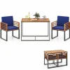 Tangkula 3 Piece Outdoor Dining Set, 2 Acacia Wood Armchairs with 43.5 Inch Dining Table