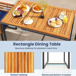 Tangkula 3 Piece Outdoor Dining Set, 2 Acacia Wood Armchairs with 43.5 Inch Dining Table