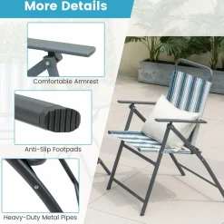 Tangkula 3 Piece Outdoor Folding Chair Set, 2 Folding Chairs with Folding Table