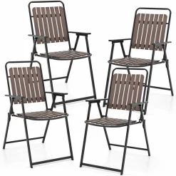 Tangkula 4 Piece Outdoor Patio Folding Dining Chairs