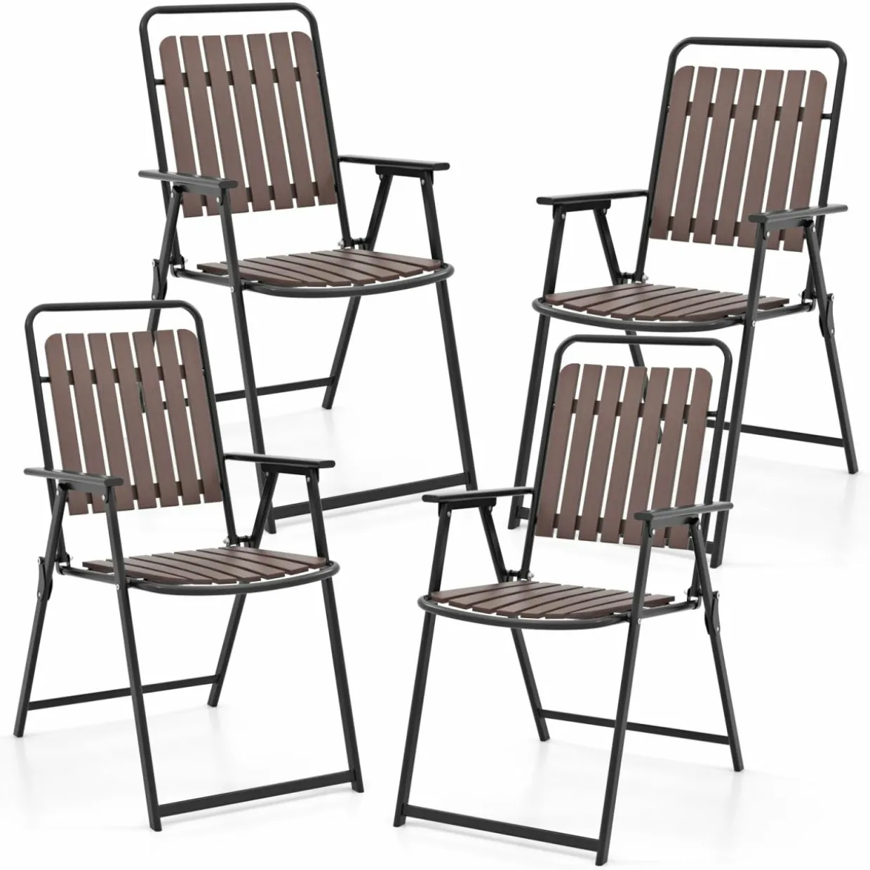 Tangkula 4 Piece Outdoor Patio Folding Dining Chairs