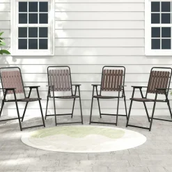 Tangkula 4 Piece Outdoor Patio Folding Dining Chairs