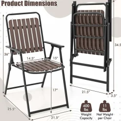 Tangkula 4 Piece Outdoor Patio Folding Dining Chairs