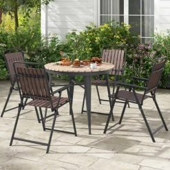 Tangkula 4 Piece Outdoor Patio Folding Dining Chairs
