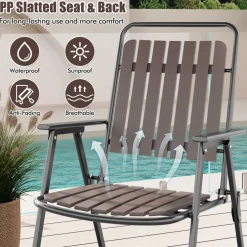 Tangkula 4 Piece Outdoor Patio Folding Dining Chairs