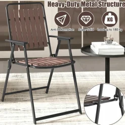 Tangkula 4 Piece Outdoor Patio Folding Dining Chairs