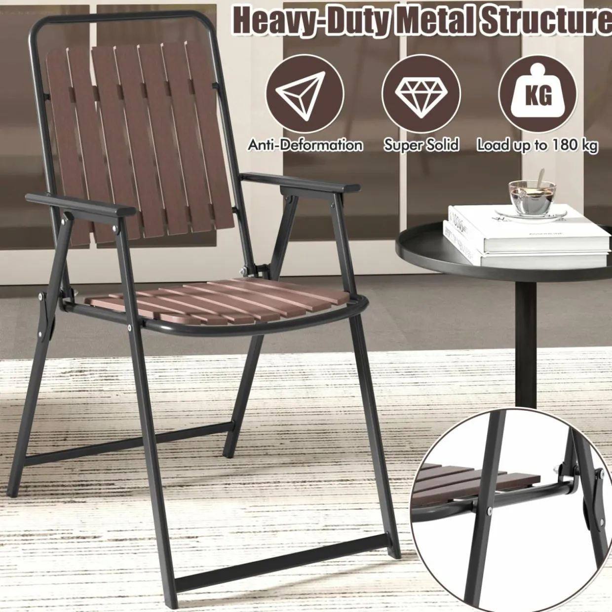 Tangkula 4 Piece Outdoor Patio Folding Dining Chairs