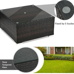 Tangkula 5 Piece Outdoor Patio Furniture Set, Sturdy Frame and Cushioned Sofa Ottoman