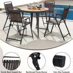 Tangkula 4 Piece Outdoor Patio Folding Dining Chairs