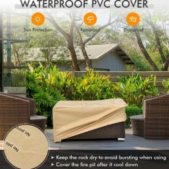 Tangkula 2 Piece Outdoor Propane Fire Pit Table Set with Hideaway Propane Tank Holder