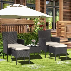 Tangkula 5 Piece Outdoor Wicker Sofa Set