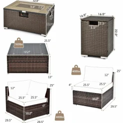 Tangkula 8 Piece Outdoor Wicker Sofa Set, Patio Rattan Conversation Set