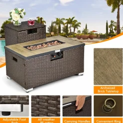 Tangkula 8 Piece Outdoor Wicker Sofa Set, Patio Rattan Conversation Set
