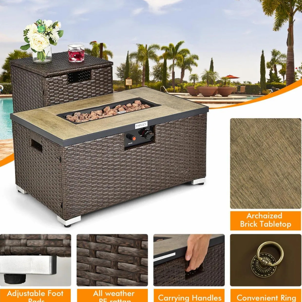 Tangkula 8 Piece Outdoor Wicker Sofa Set, Patio Rattan Conversation Set