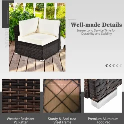 Tangkula 8 Piece Outdoor Wicker Sofa Set, Patio Rattan Conversation Set
