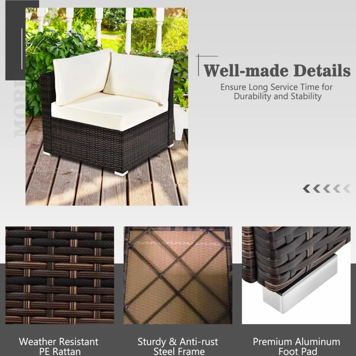 Tangkula 8 Piece Outdoor Wicker Sofa Set, Patio Rattan Conversation Set