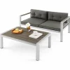 Tangkula 2 Piece Patio Aluminum Sofa Set, Contemporary 2-Person Sofa & Coffee Table
