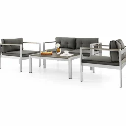 Tangkula 4 Piece Patio Aluminum Sofa Set, Contemporary Sofas & Coffee Table