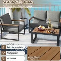 Tangkula 4/8 Piece Patio Aluminum Furniture Set(Gray)