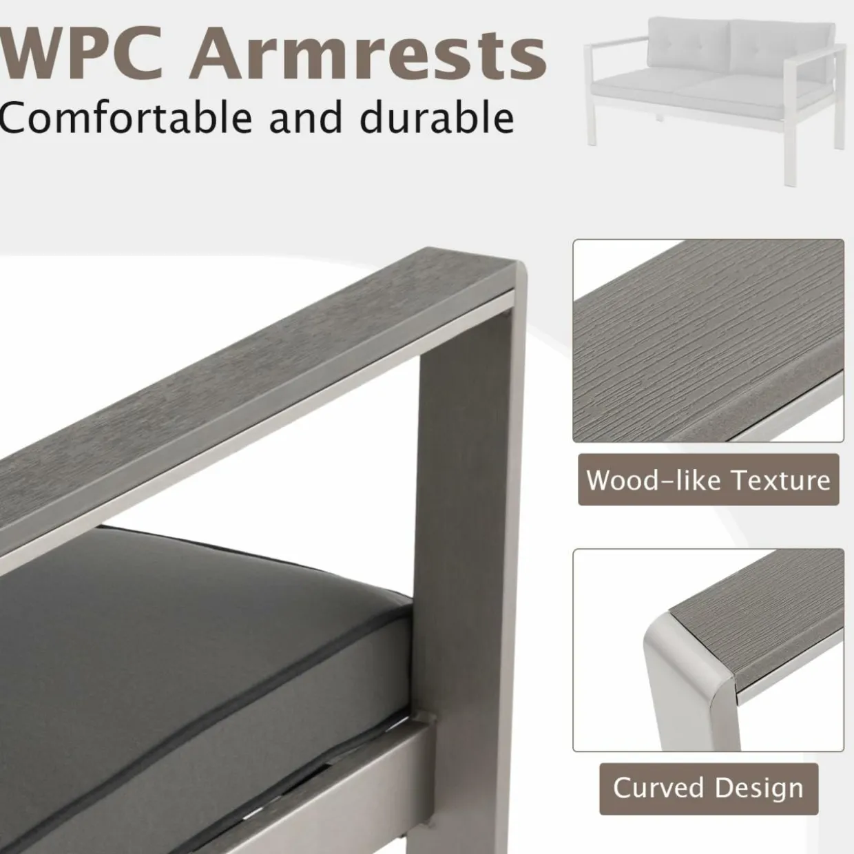 Tangkula 4 Piece Patio Aluminum Sofa Set, Contemporary Sofas & Coffee Table