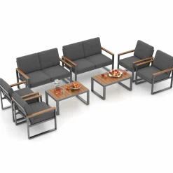Tangkula 4/8 Piece Patio Aluminum Furniture Set(Gray)