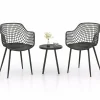 Tangkula 3 Piece Patio Bistro Set, All Weather Heavy Duty Table and Chairs Set of 2 with Widen Seats