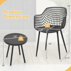 Tangkula 3 Piece Patio Bistro Set, All Weather Heavy Duty Table and Chairs Set of 2 with Widen Seats