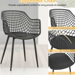 Tangkula 3 Piece Patio Bistro Set, All Weather Heavy Duty Table and Chairs Set of 2 with Widen Seats