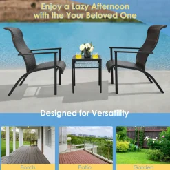 Tangkula 3 Piece Patio Bistro Furniture Set, PE Rattan Chairs with Coffee Table