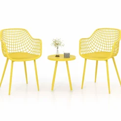 Tangkula 3 Piece Patio Bistro Set, All Weather Heavy Duty Table and Chairs Set of 2 with Widen Seats