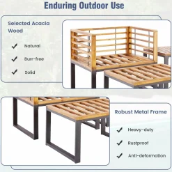 Tangkula 5 Piece Patio Chair Set, Acacia Wood Chair Set