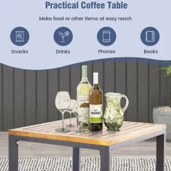 Tangkula 5 Piece Patio Chair Set, Acacia Wood Chair Set