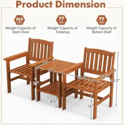Tangkula 3 Piece Patio Conversation Set for Garden Poolside Backyard Balcony Porch