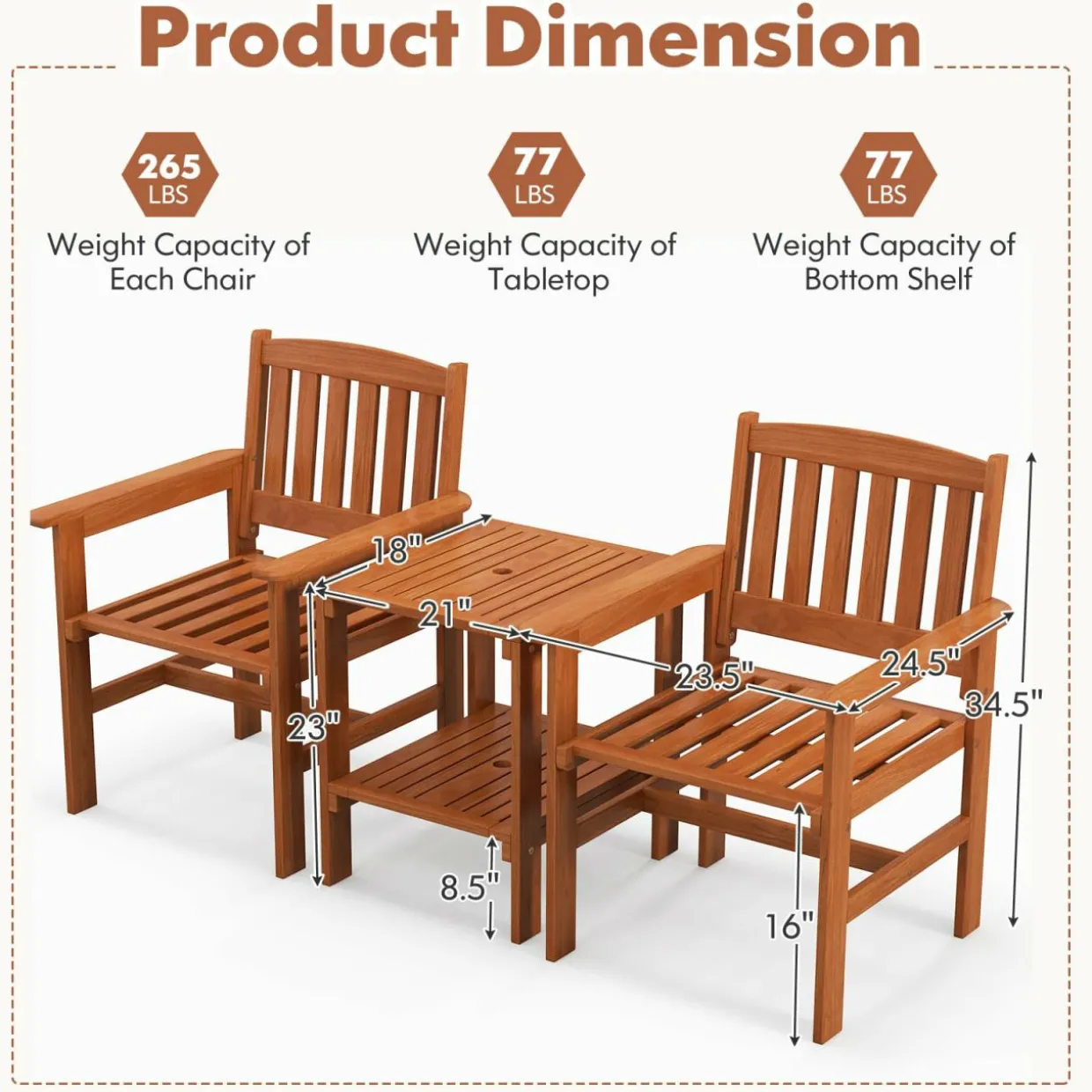 Tangkula 3 Piece Patio Conversation Set for Garden Poolside Backyard Balcony Porch