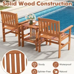Tangkula 3 Piece Patio Conversation Set for Garden Poolside Backyard Balcony Porch
