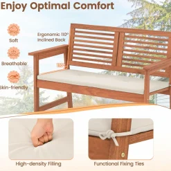 Tangkula 4 Piece Patio Conversation Set, Wood Sofa Set with Soft Seat Cushions