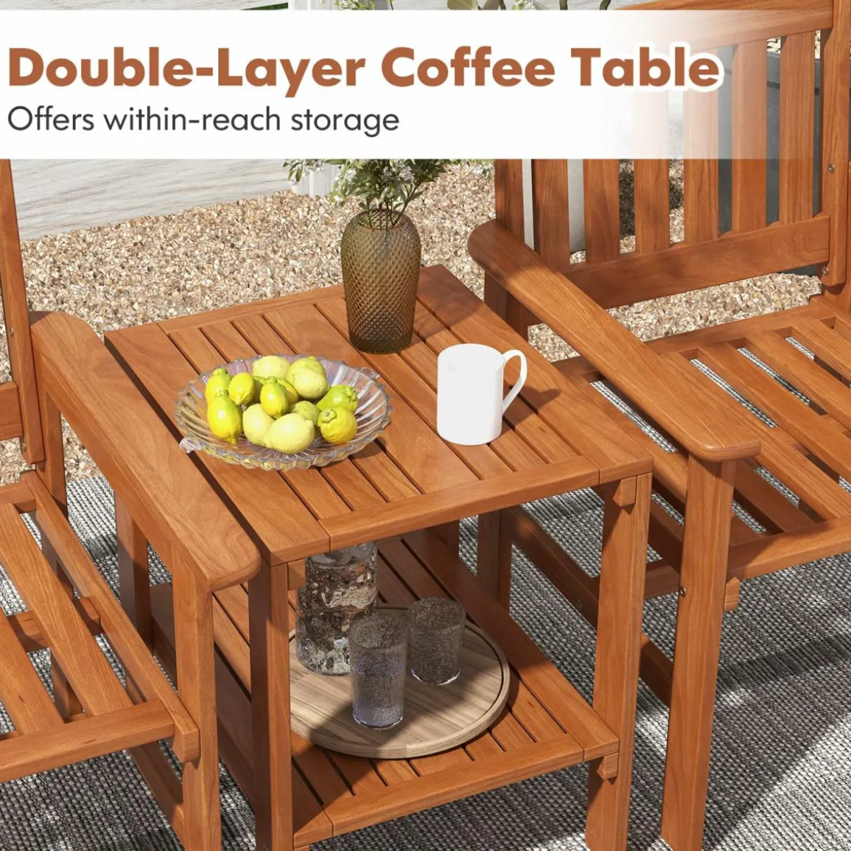 Tangkula 3 Piece Patio Conversation Set for Garden Poolside Backyard Balcony Porch