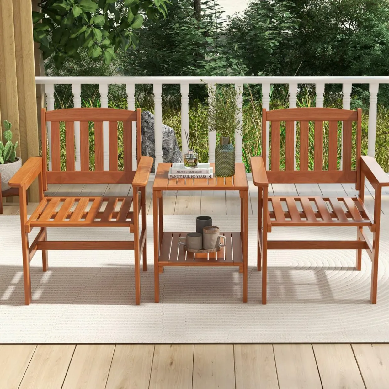 Tangkula 3 Piece Patio Conversation Set for Garden Poolside Backyard Balcony Porch