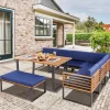 Tangkula 8 Piece Patio Dining Set, Acacia Wood Conversation Sofa Set