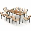 Tangkula 9 Piece Patio Dining Set, Outdoor Dining Furniture Set w/Rectangular Acacia Wood Dining Table & 8 Cushioned Chairs