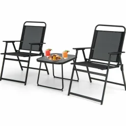 Tangkula 3 Piece Patio Folding Dining Set
