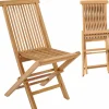 Tangkula 2 Piece Patio Folding Chair, Sturdy Teak High-Back Chair with Slatted Design