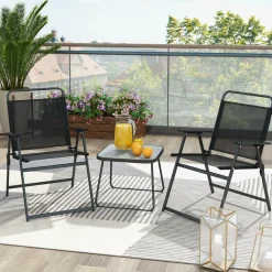 Tangkula 3 Piece Patio Folding Dining Set