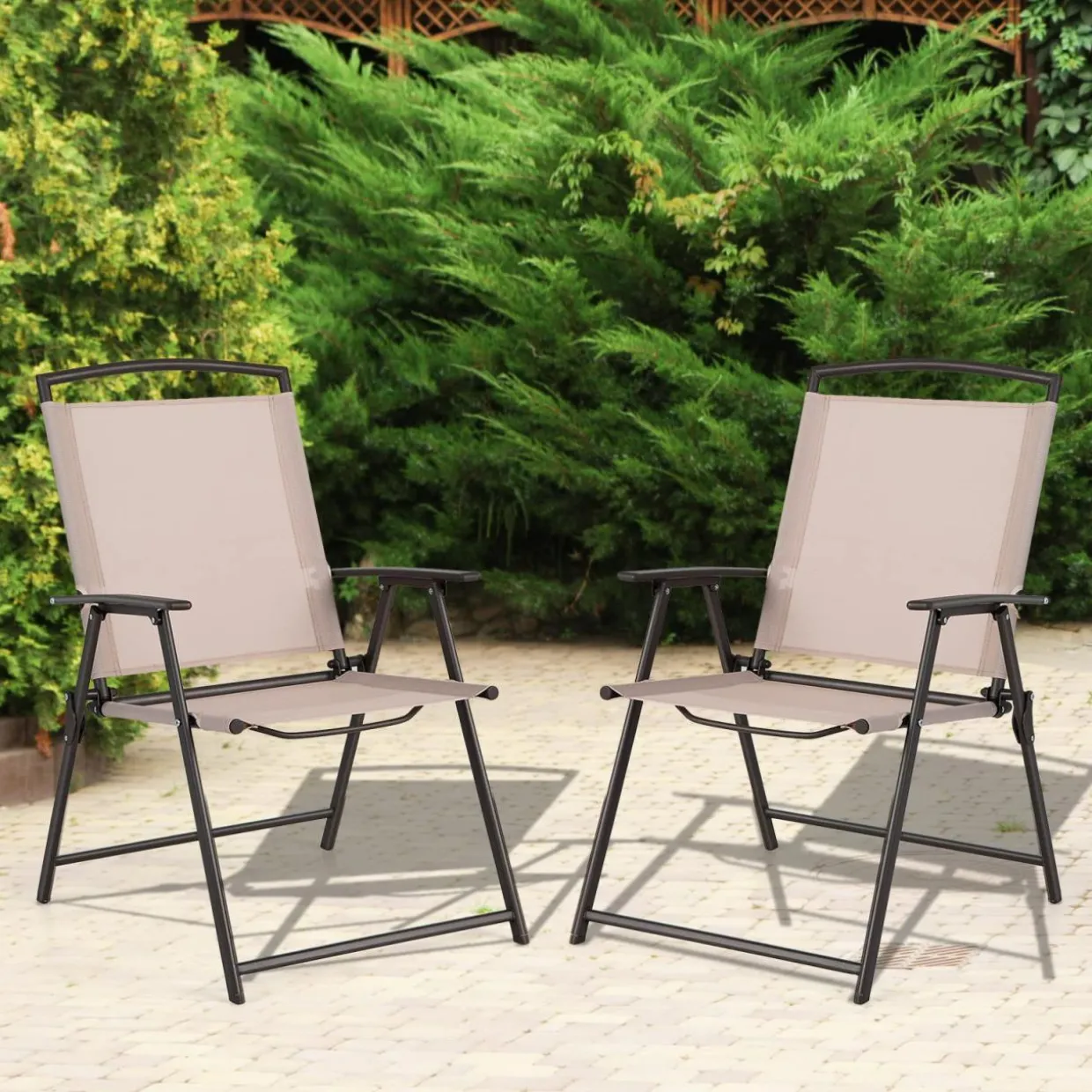 Tangkula 2 Piece Patio Folding Chairs