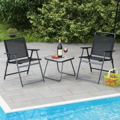 Tangkula 3 Piece Patio Folding Dining Set