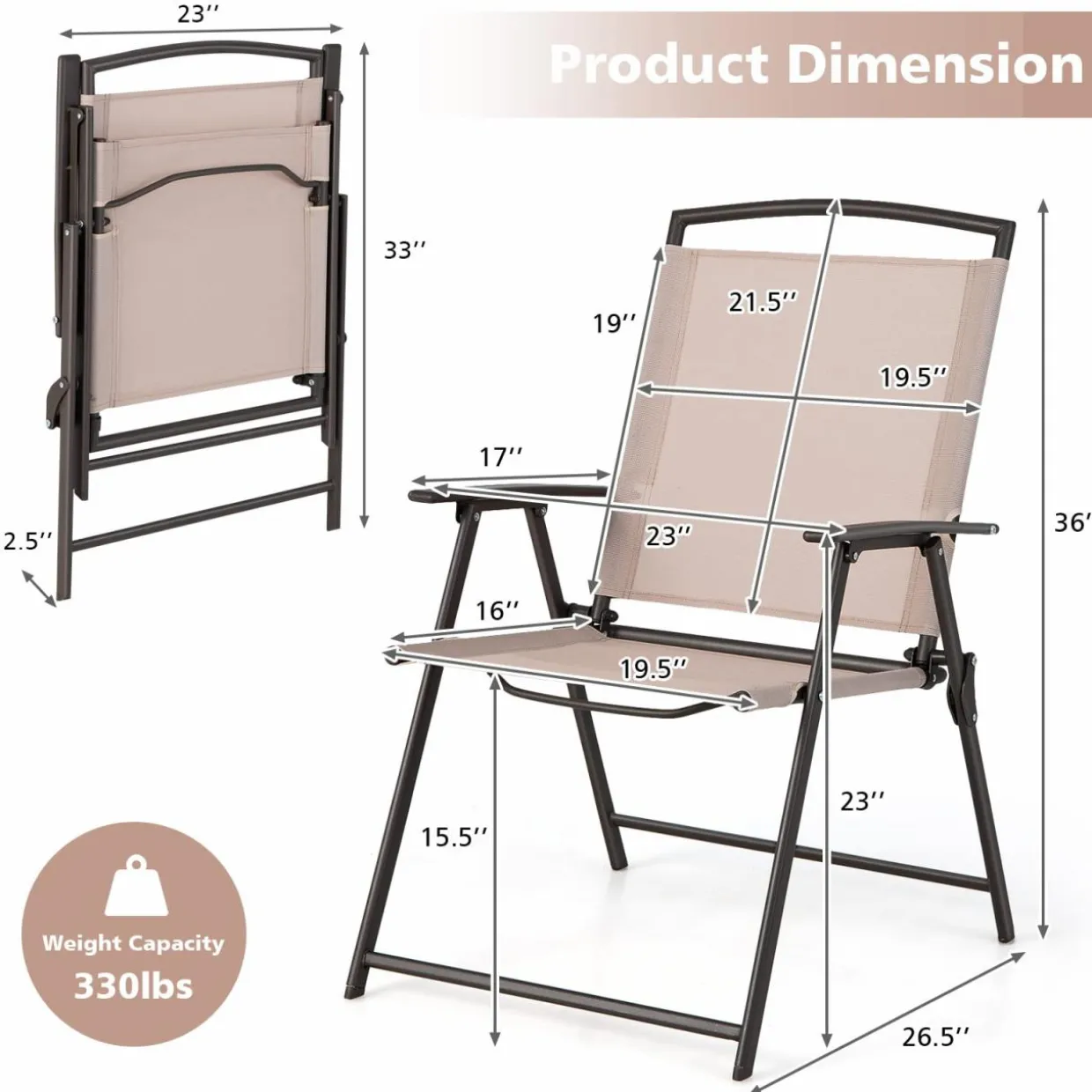Tangkula 2 Piece Patio Folding Chairs