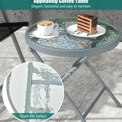 Tangkula 3 Piece Patio Folding Chair Set, Outdoor Metal Conversation Set