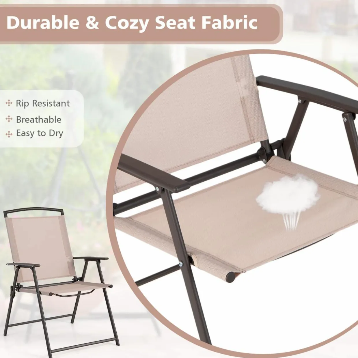 Tangkula 2 Piece Patio Folding Chairs