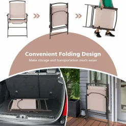 Tangkula 2 Piece Patio Folding Chairs